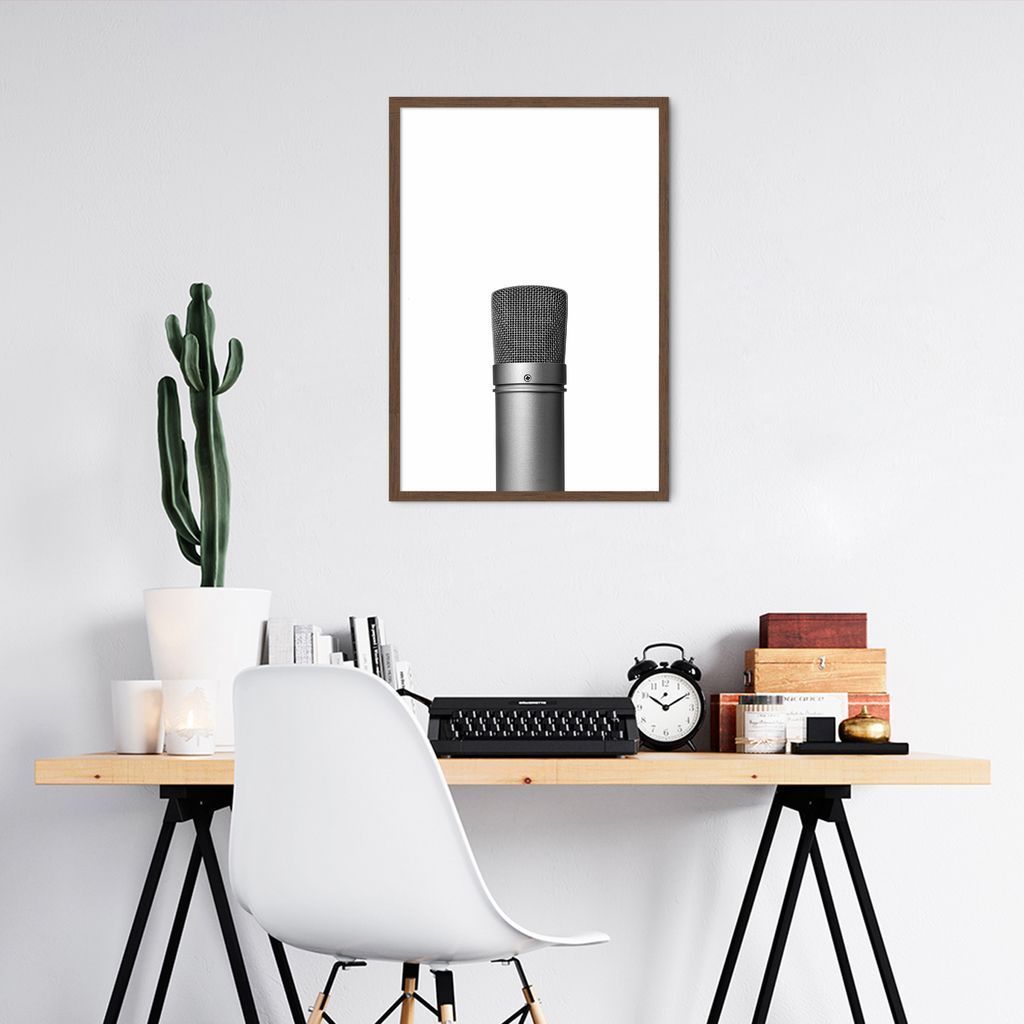 Quadro Microfone 100x70 Caixa Marrom