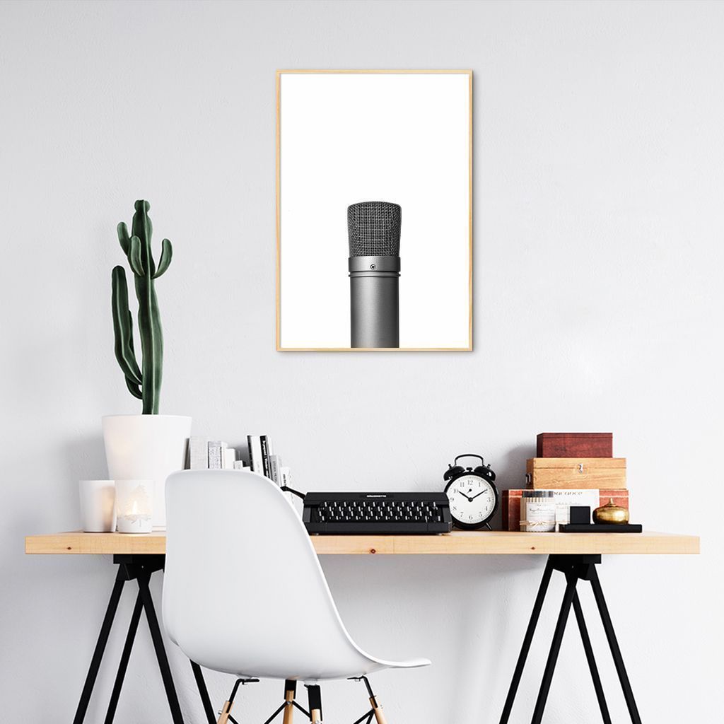 Quadro Microfone 100x70 Filete Marfim