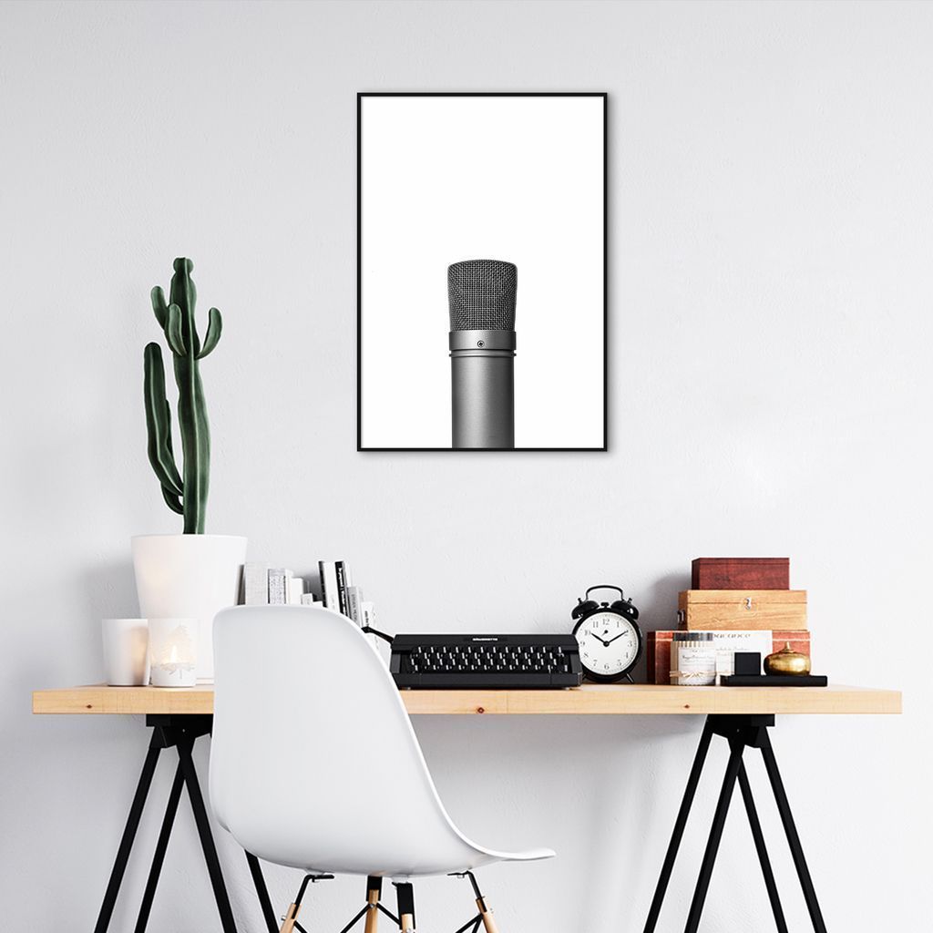Quadro Microfone 100x70 Filete Preto
