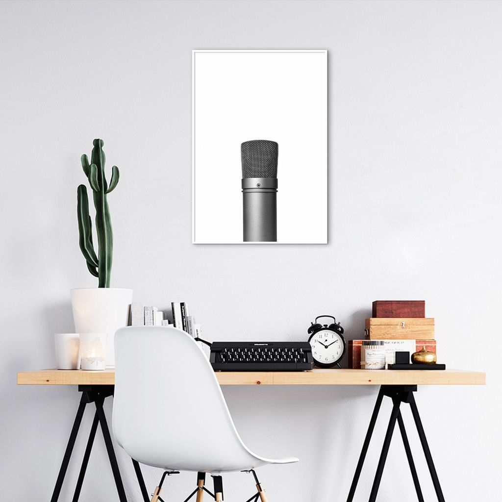 Quadro Microfone 43x30 Filete Branco