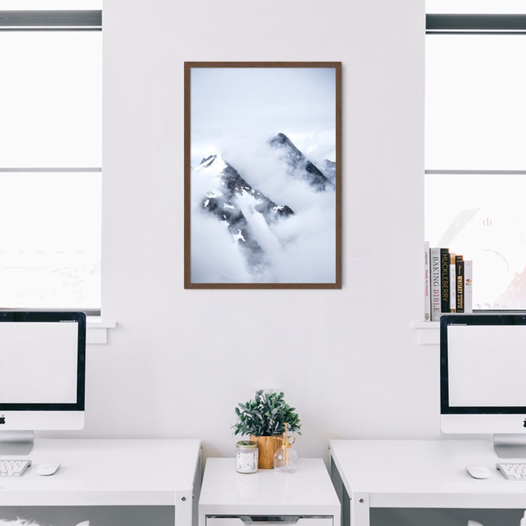 Quadro Montanha Nevada 100x70 Caixa Marrom