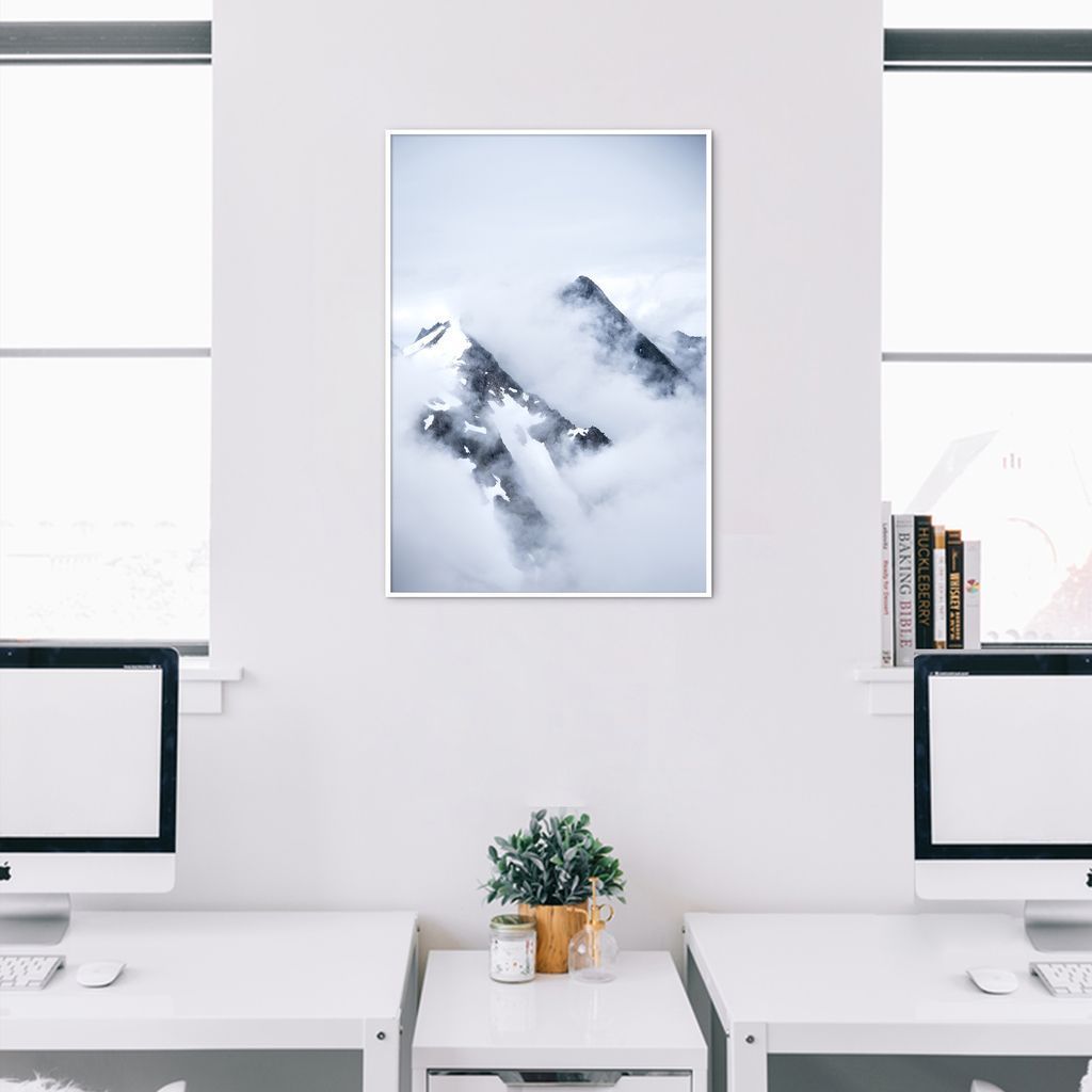 Quadro Montanha Nevada 100x70 Filete Branco