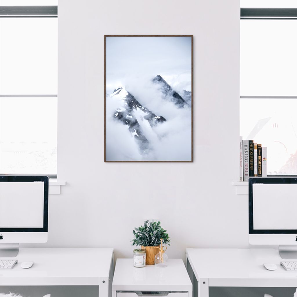 Quadro Montanha Nevada 100x70 Filete Marrom