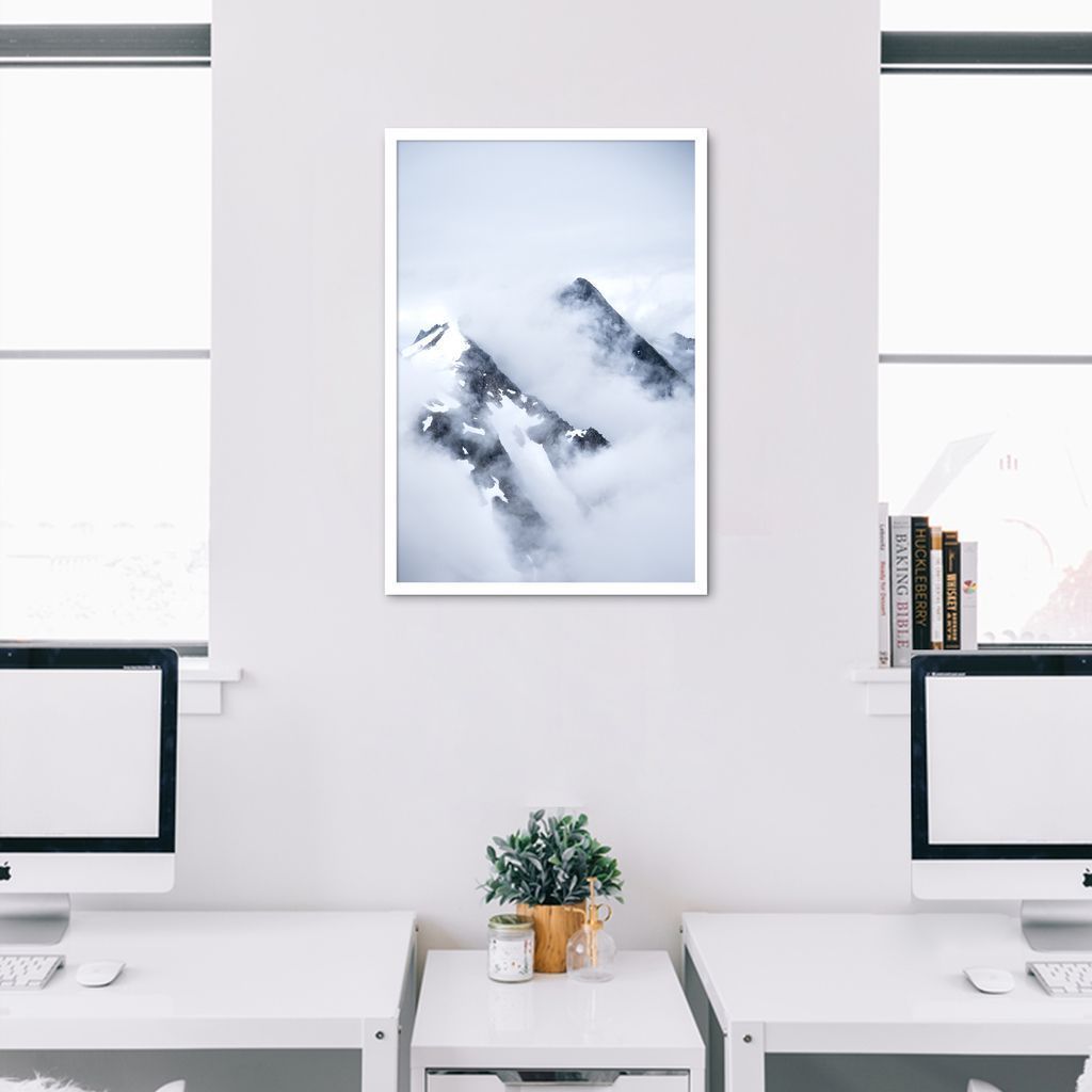 Quadro Montanha Nevada 86x60 Caixa Branco