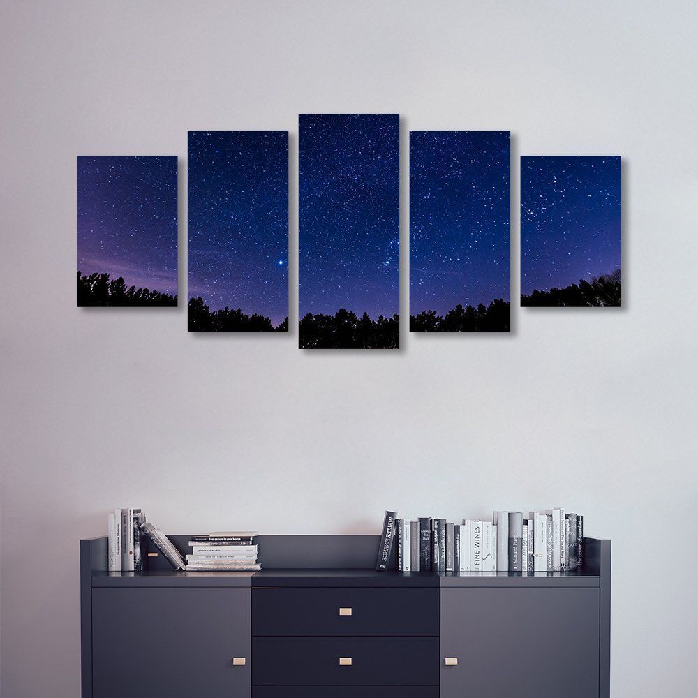 Quadro Mosaico Decorativo Céu Estrelado 5 Telas 208x90