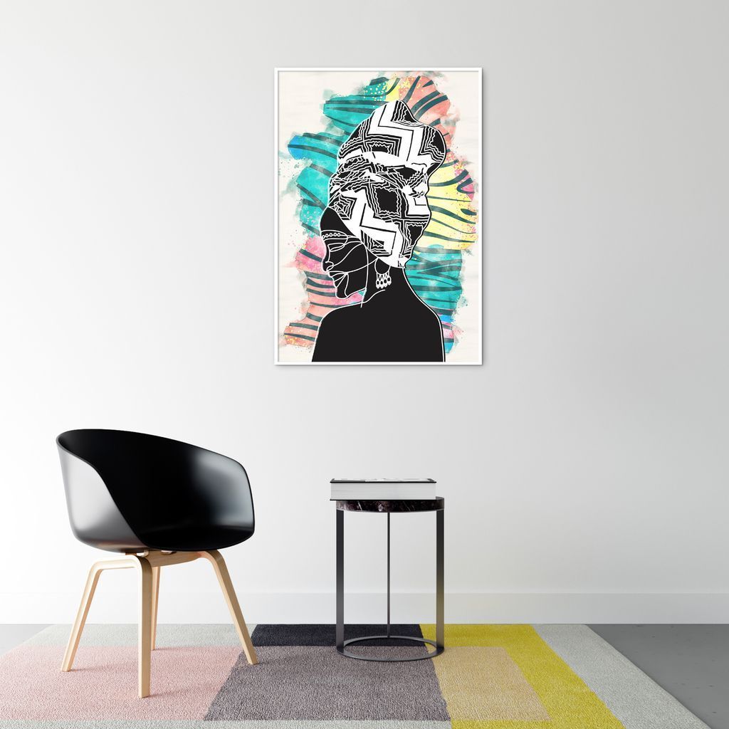 Quadro Mulher Negra Cores 100x70 Filete Branco