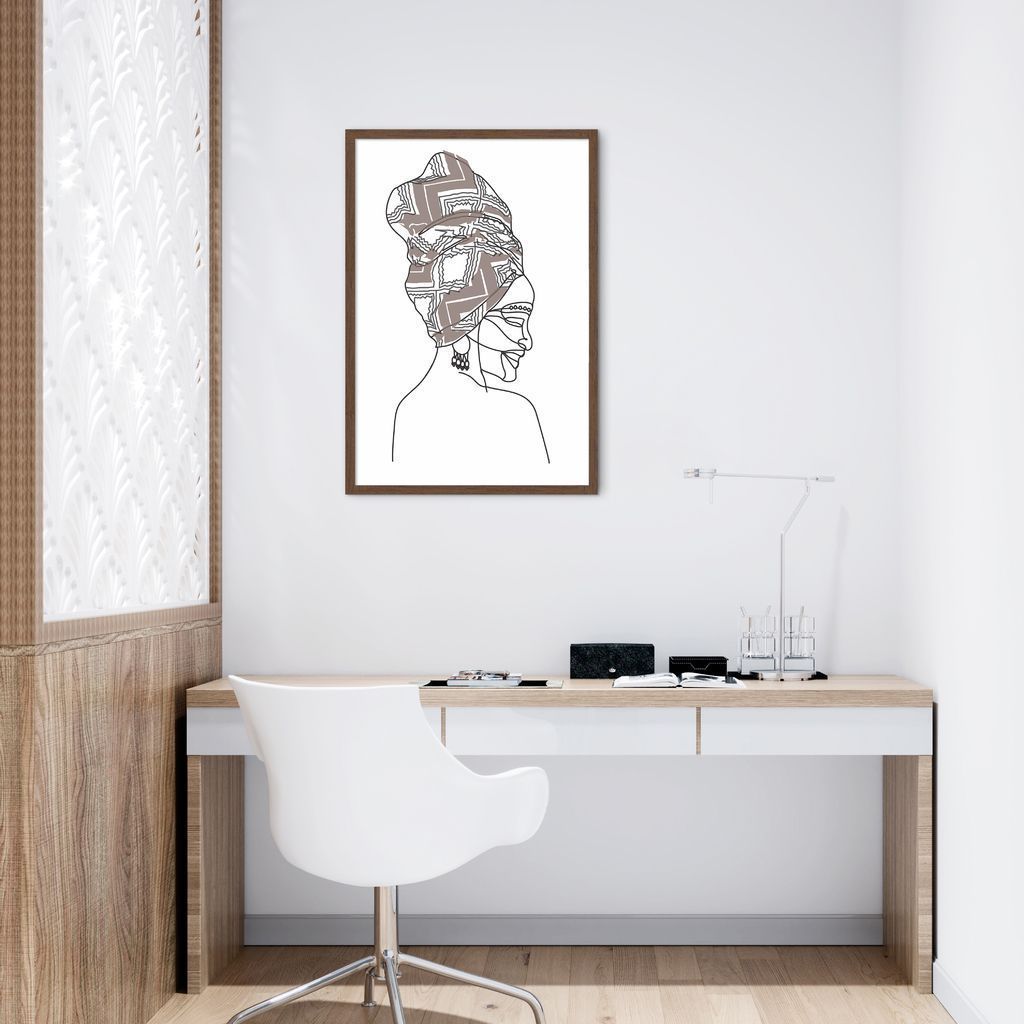 Quadro Mulher Negra em Linhas 100x70 Caixa Marrom
