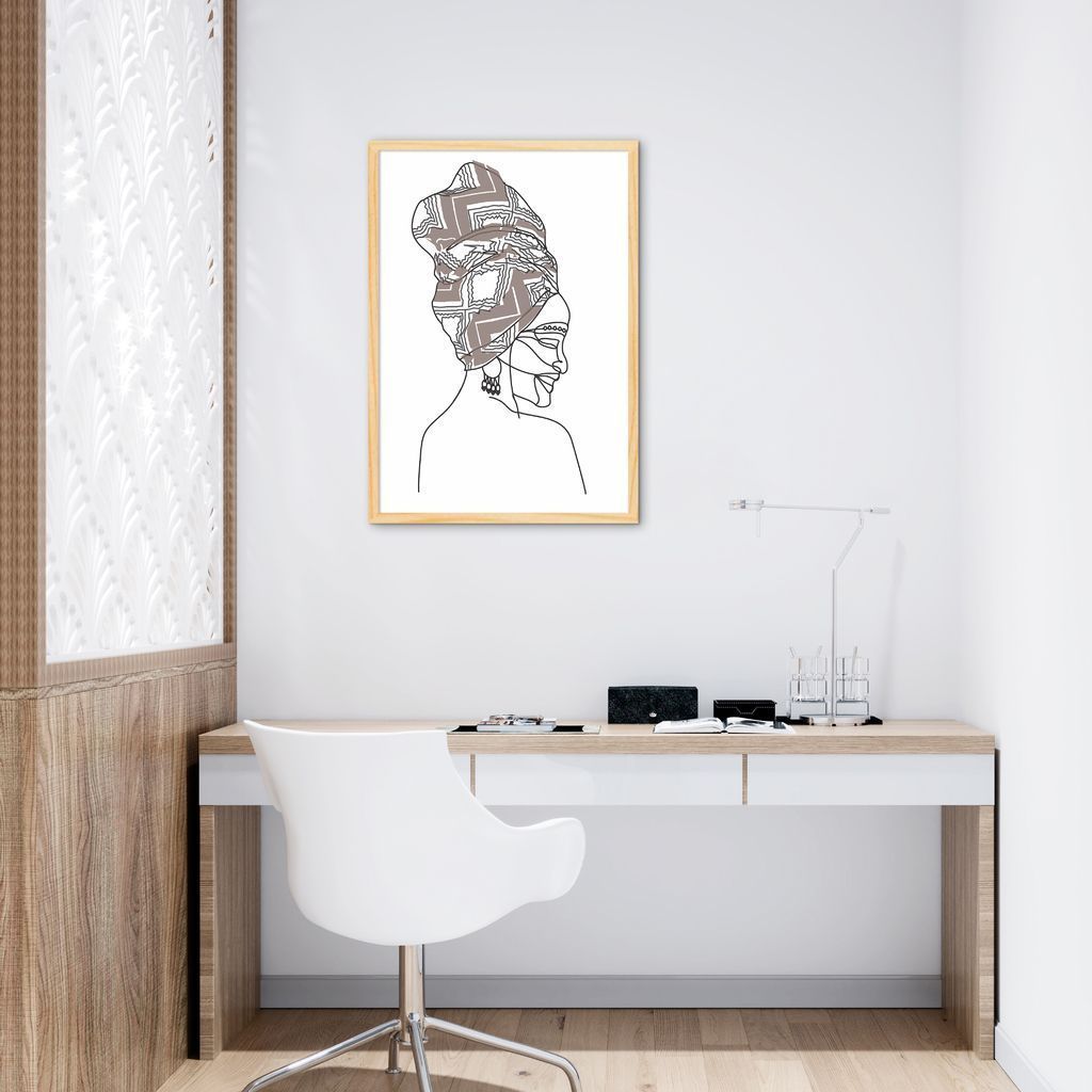 Quadro Mulher Negra em Linhas 43x30 Caixa Marfim