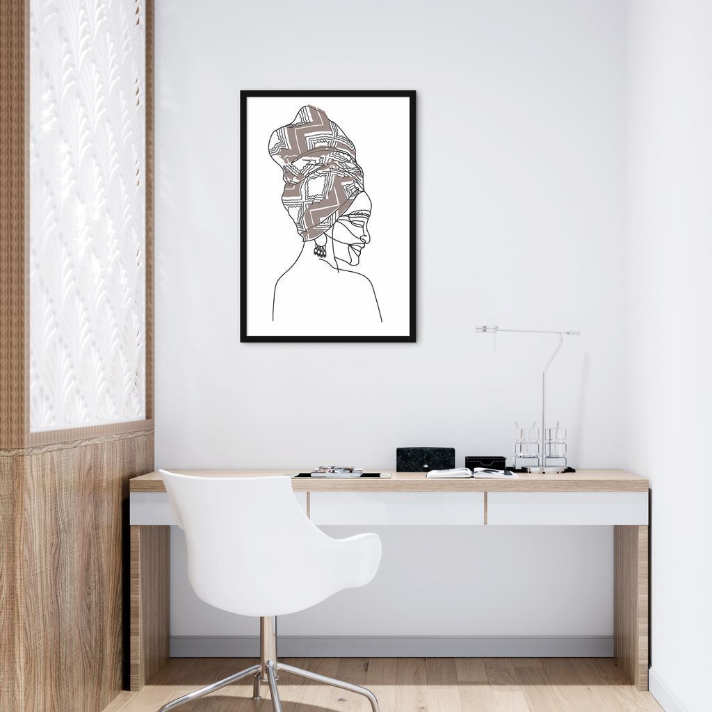 Quadro Mulher Negra em Linhas 43x30 Caixa Preto