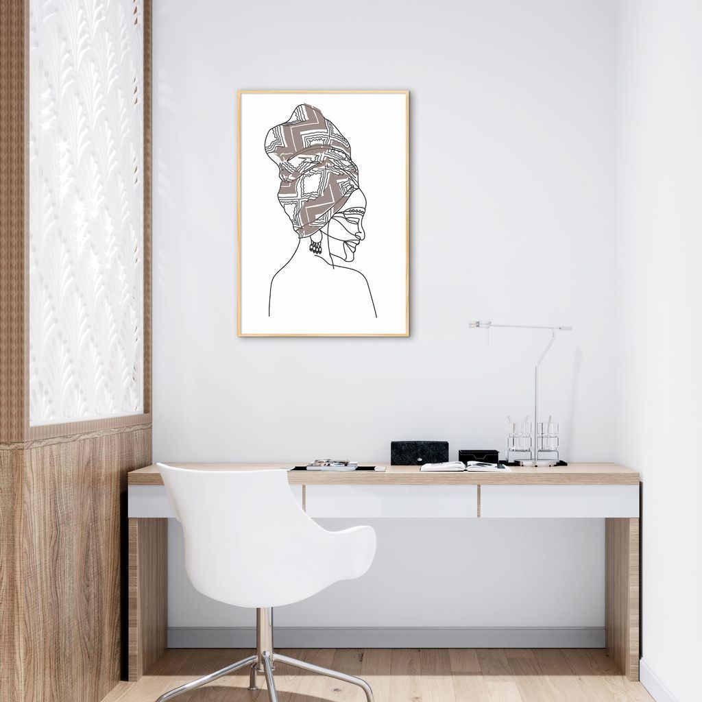 Quadro Mulher Negra em Linhas 86x60 Filete Marfim