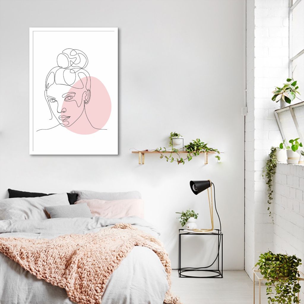 Quadro Mulher em Linhas Confiante 43x30 Caixa Branco