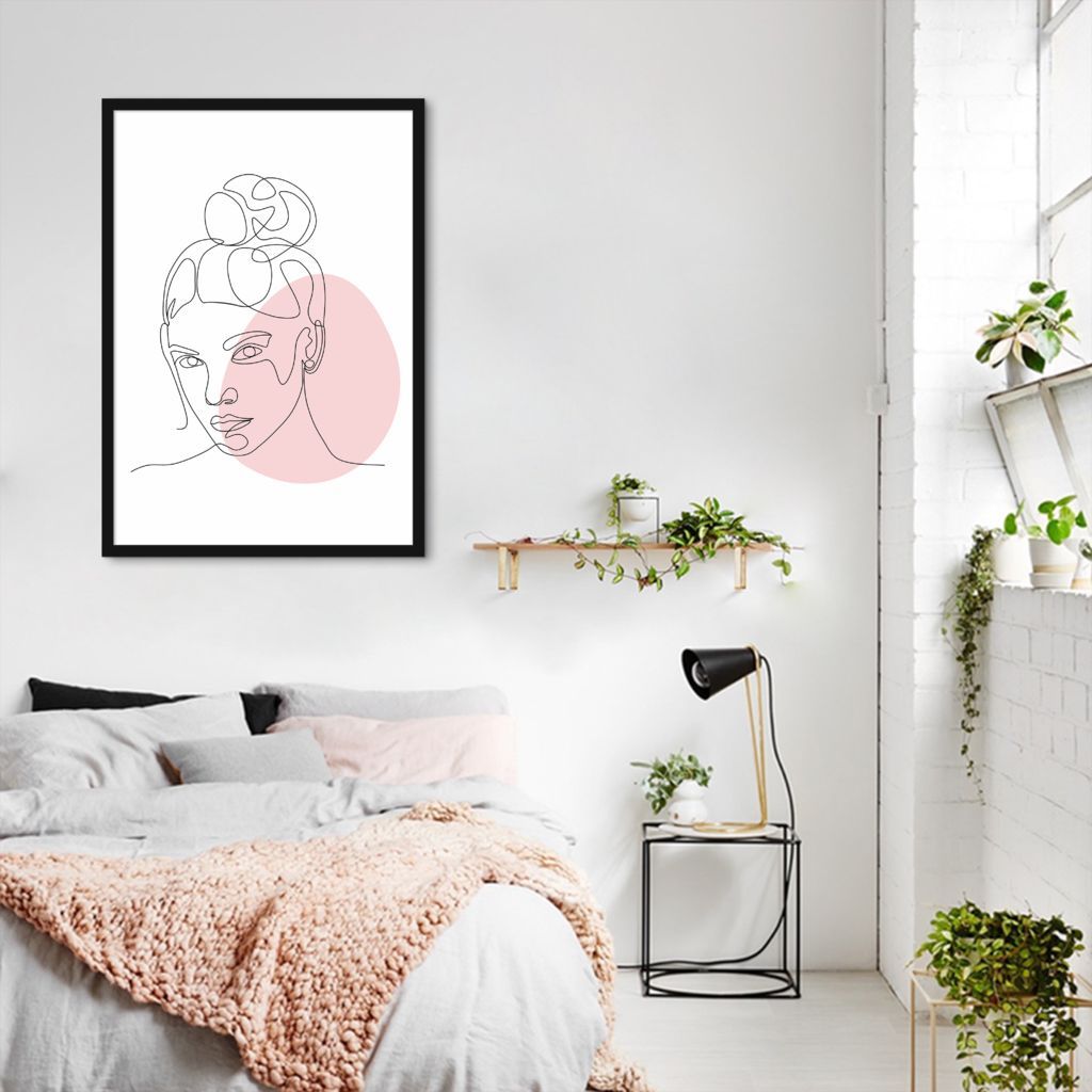 Quadro Mulher em Linhas Confiante 43x30 Caixa Preto