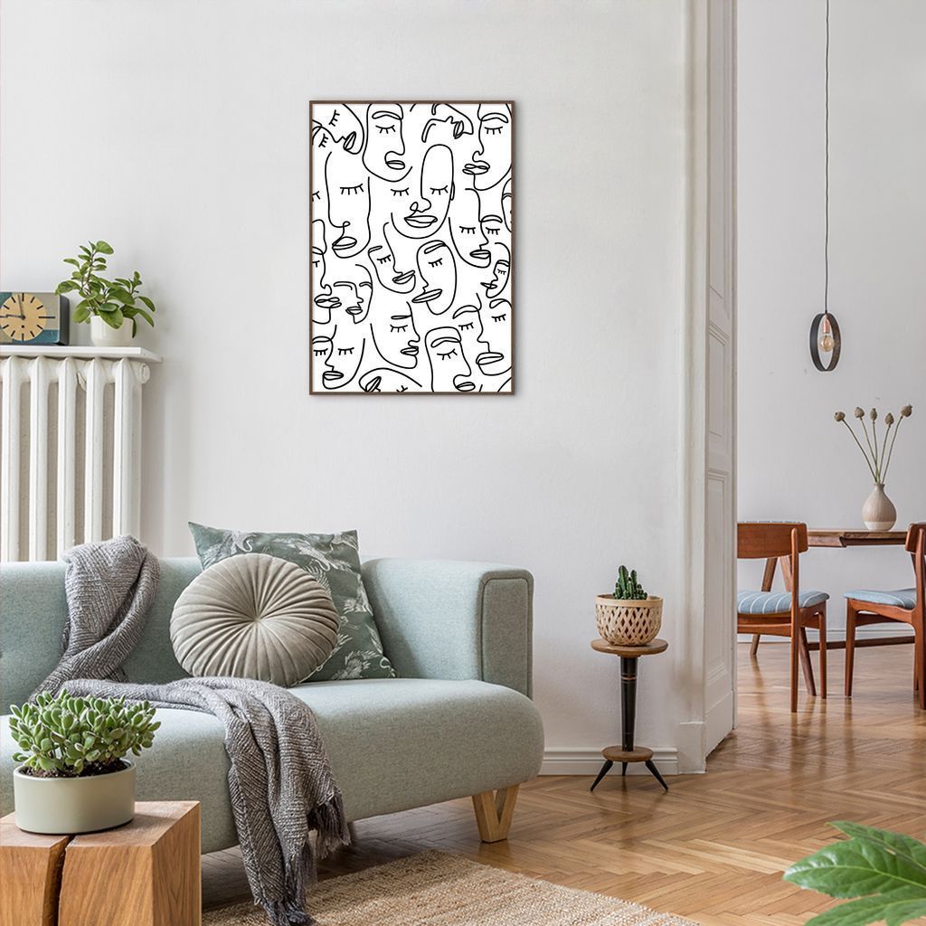 Quadro Mulheres Line Faces 86x60 Filete Marrom