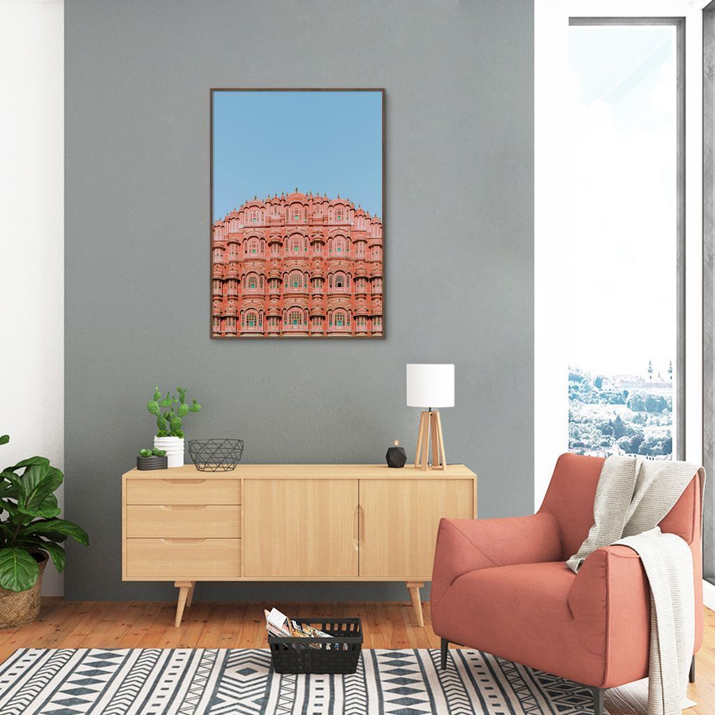 Quadro Palácio Hawa Mahal Jaipur 43x30 Filete Marrom