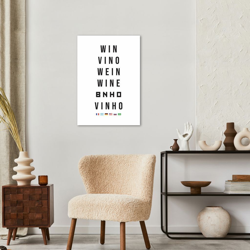 Quadro Palavra Vinho Idiomas 86x60 Sem Moldura