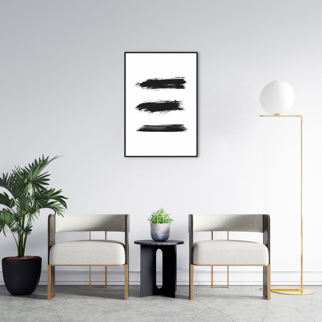 Quadro Pincelada Tripla 43x30 Filete Preto