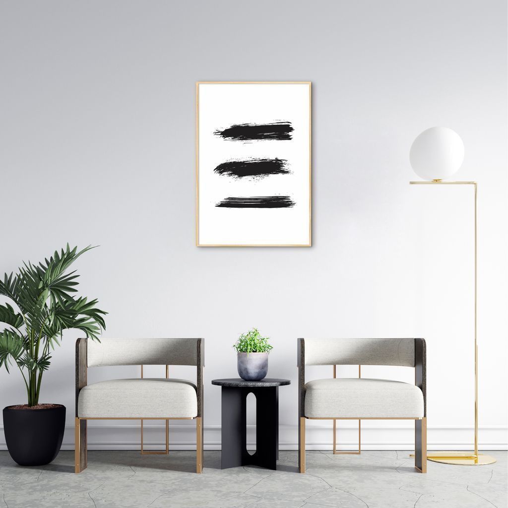 Quadro Pincelada Tripla 60x43 Filete Marfim