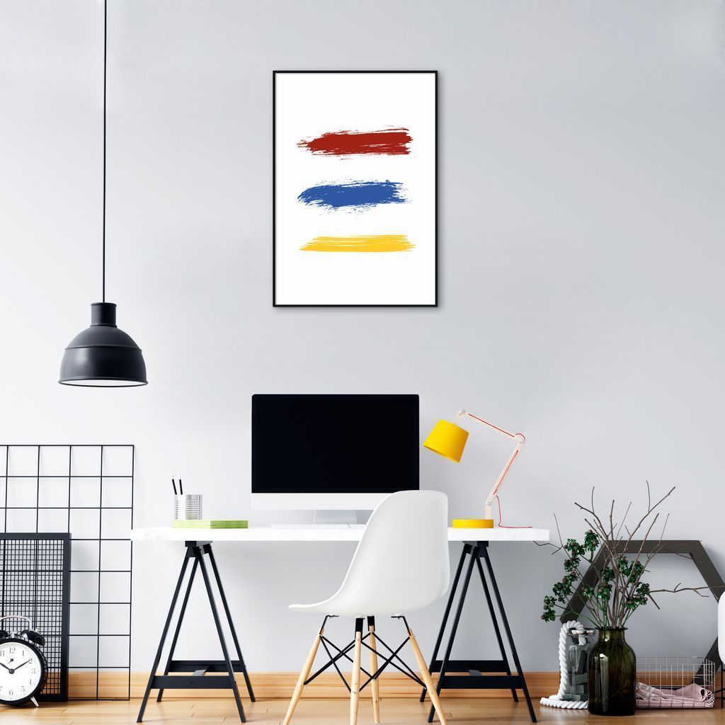Quadro Pinceladas Coloridas 100x70 Filete Preto