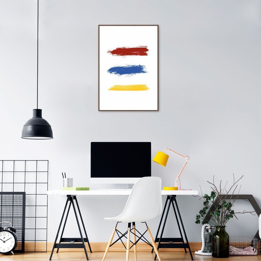 Quadro Pinceladas Coloridas 43x30 Filete Marrom