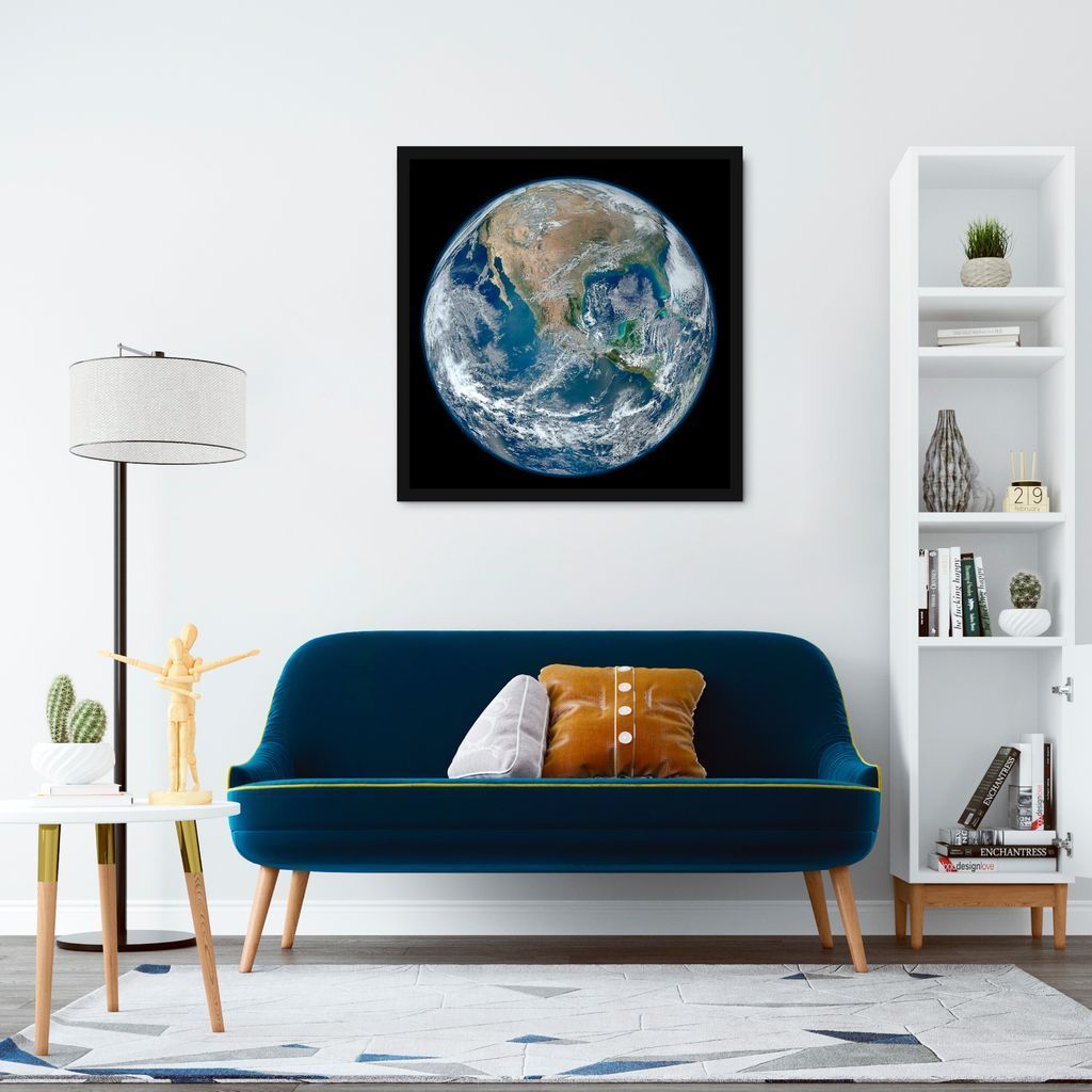 Quadro Planeta Terra 86x86 Caixa Preto