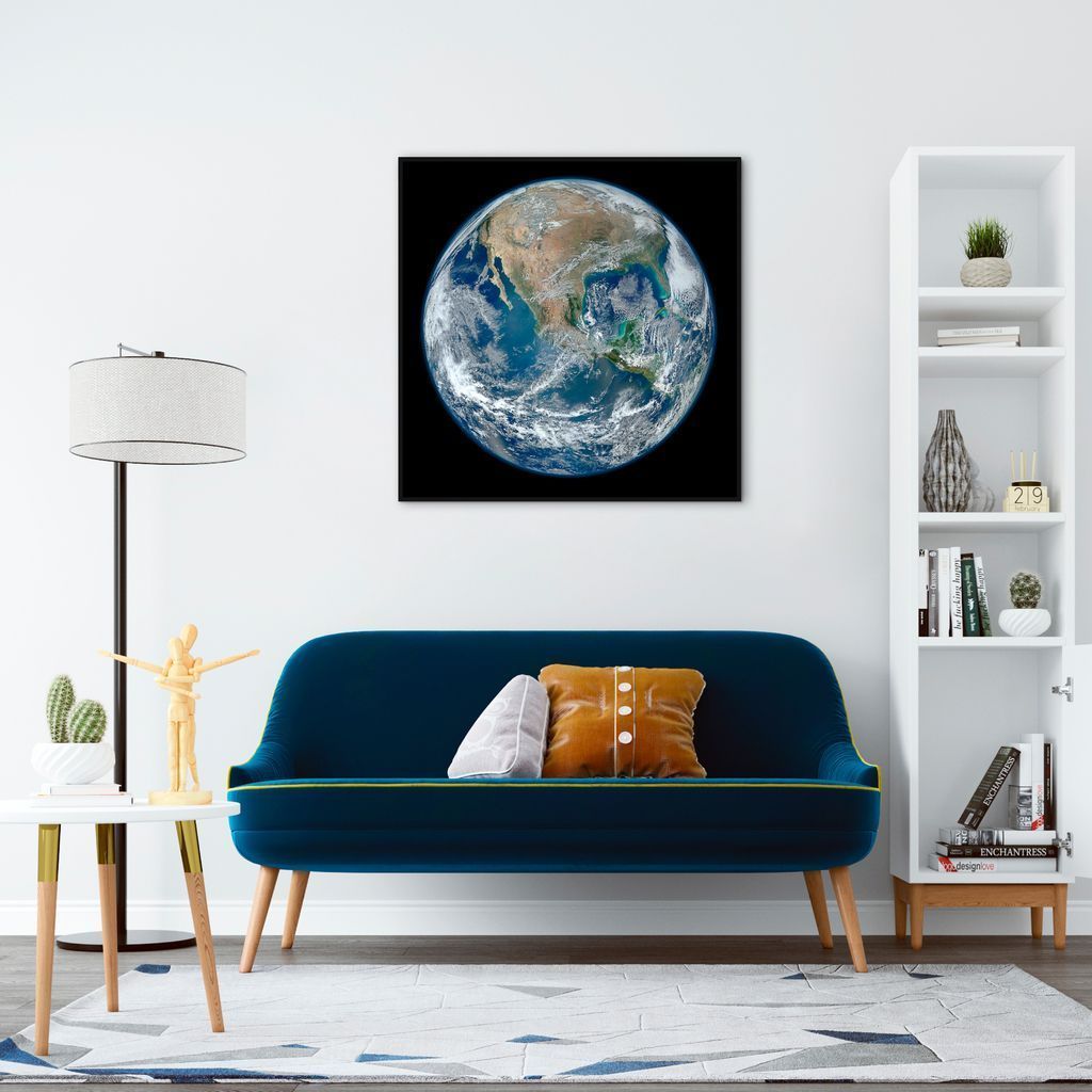 Quadro Planeta Terra 86x86 Filete Preto