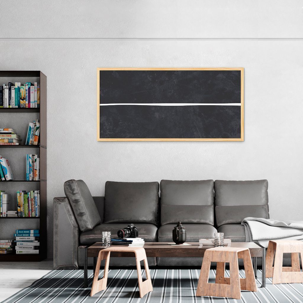 Quadro Preto Linha Minimalista 86x43 Caixa Marfim