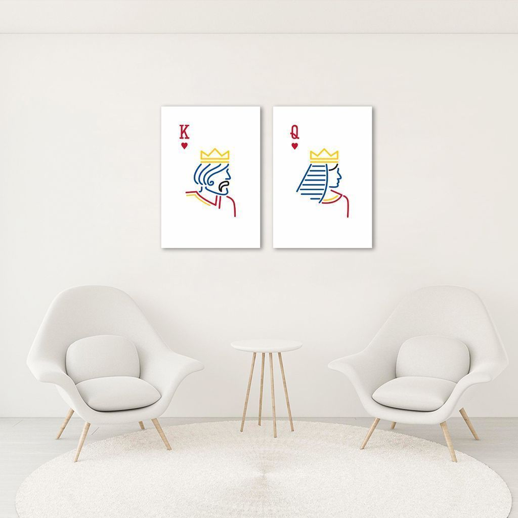 Quadro Rei e Rainha Carta Minimalista 142x100 2-100x70 Sem Moldura