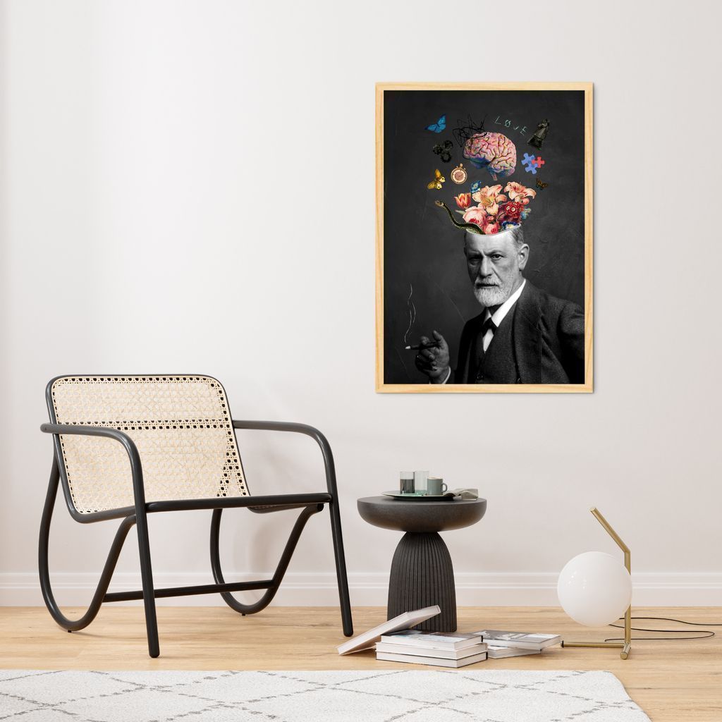 Quadro Sigmund Freud Head Explosion 100x70 Caixa Marfim