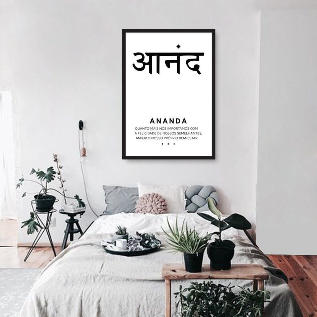 Quadro Significado Sanscrito Ananda 86x60 Caixa Preto