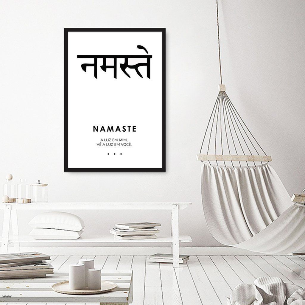 Quadro Significado Sanscrito Namaste 86x60 Caixa Preto