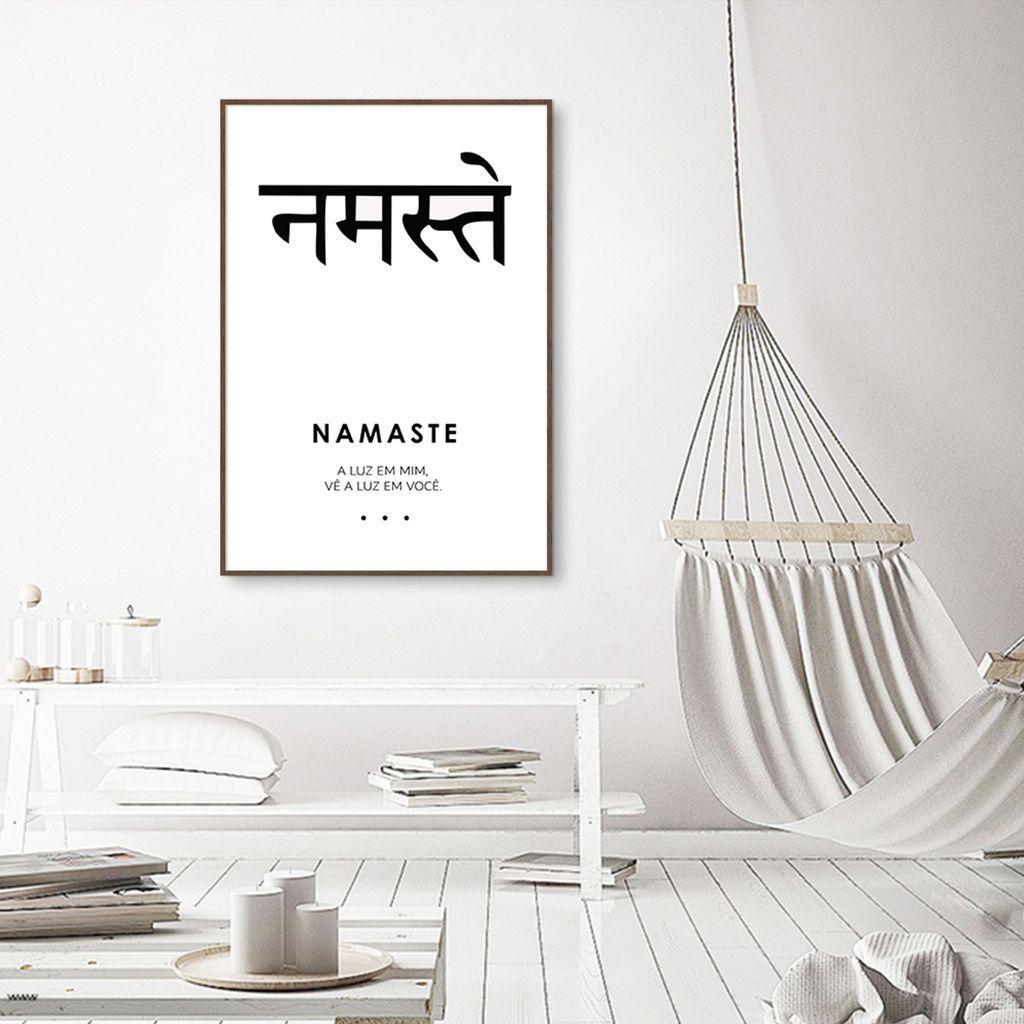 Quadro Significado Sanscrito Namaste 86x60 Filete Marrom