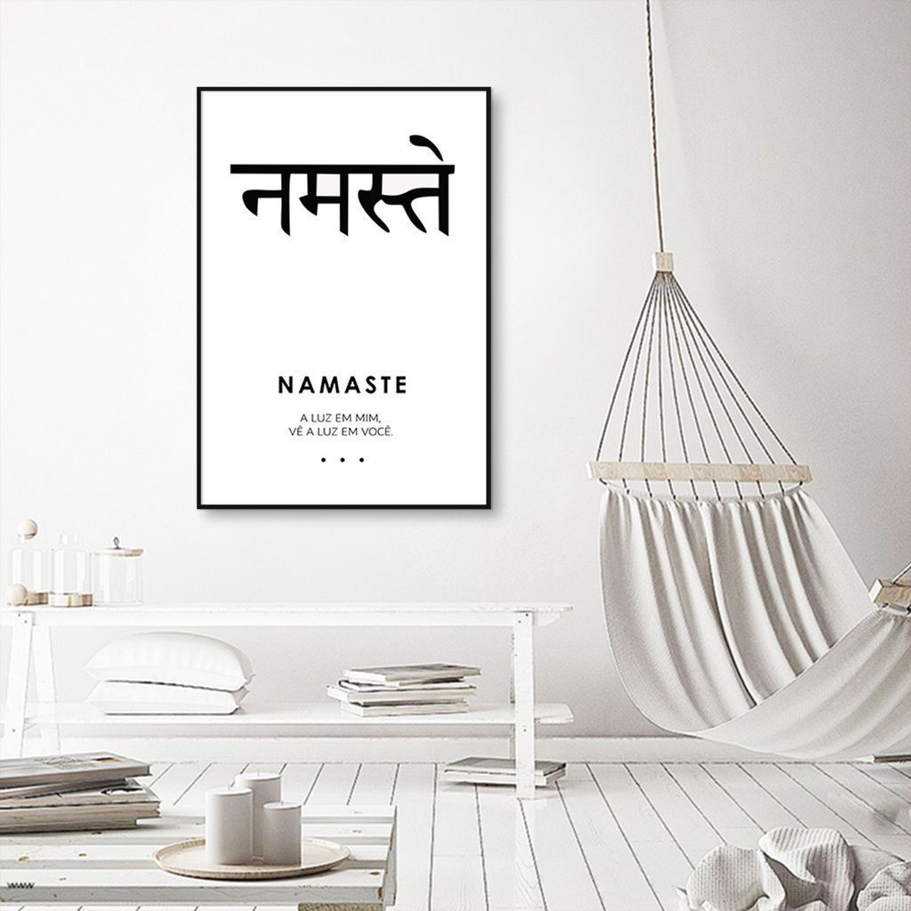 Quadro Significado Sanscrito Namaste 86x60 Filete Preto
