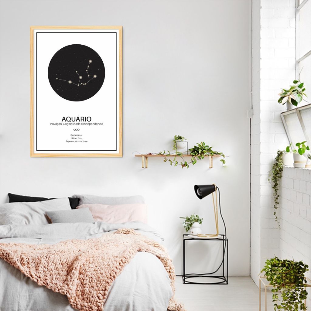 Quadro Signos do Zodíaco Aquário 86x60 Caixa Marfim