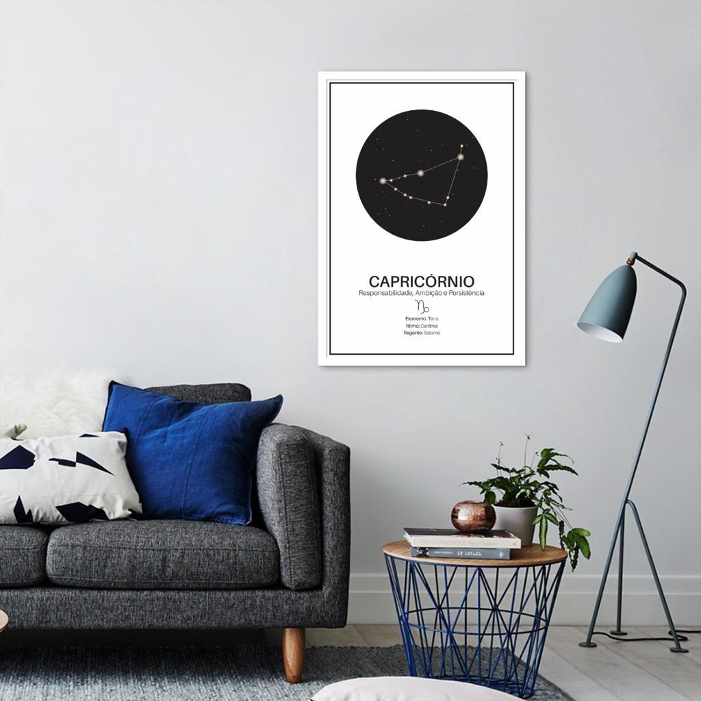 Quadro Signos do Zodíaco Capricórnio 60x43 Caixa Branco