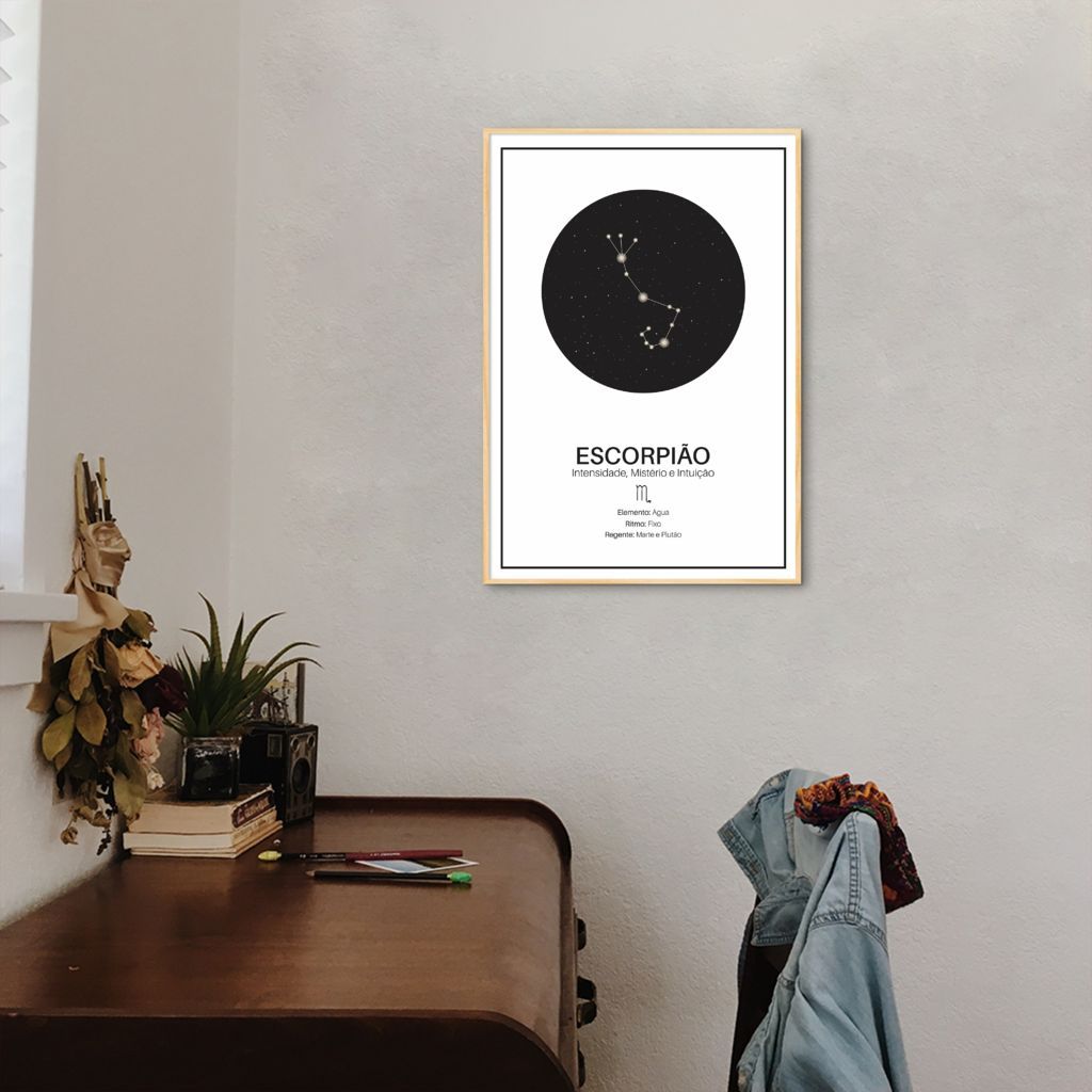 Quadro Signos do Zodíaco Escorpião 86x60 Filete Marfim