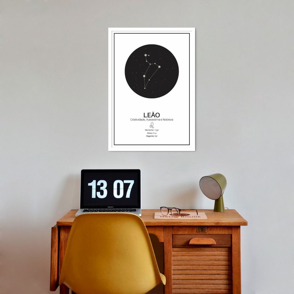 Quadro Signos do Zodíaco Leão 86x60 Caixa Branco