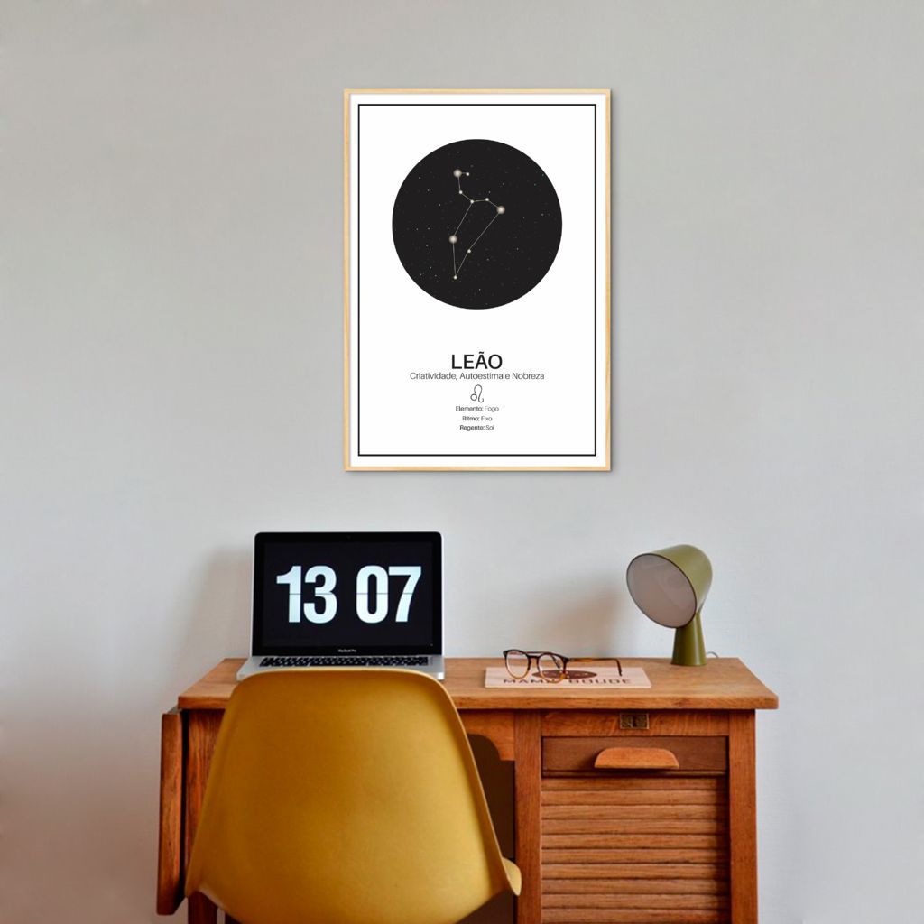 Quadro Signos do Zodíaco Leão 86x60 Filete Marfim
