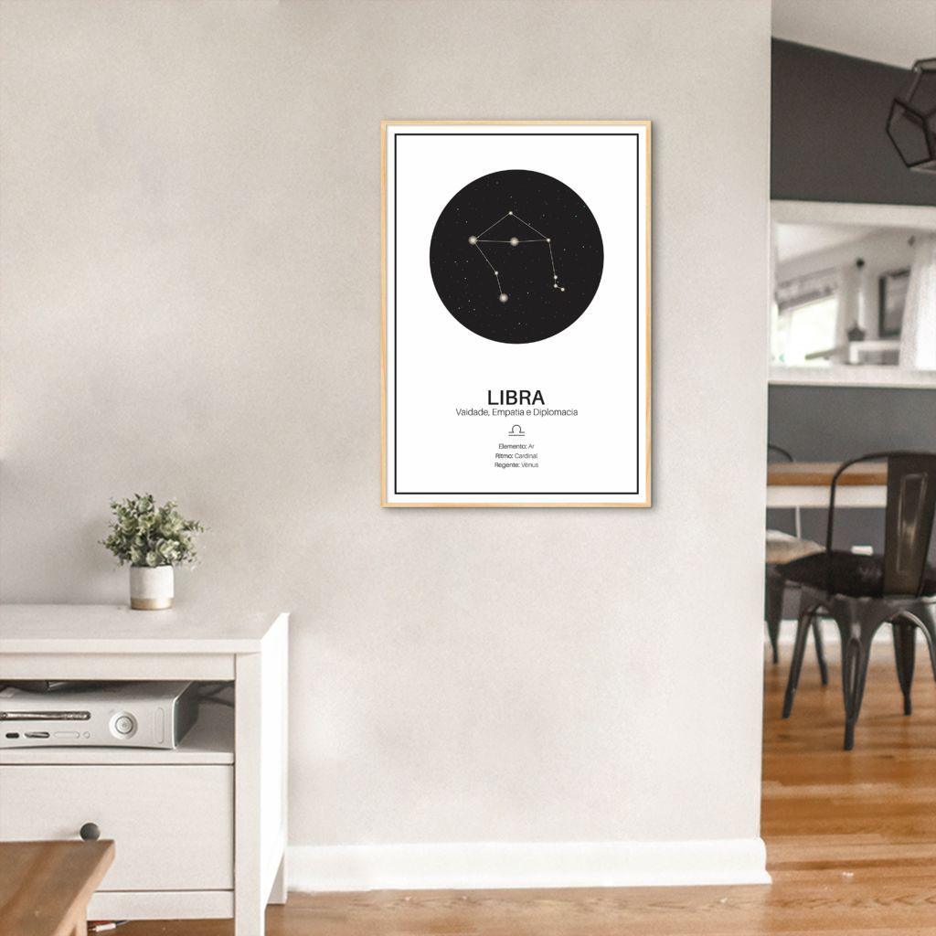 Quadro Signos do Zodíaco Libra 43x30 Filete Marfim