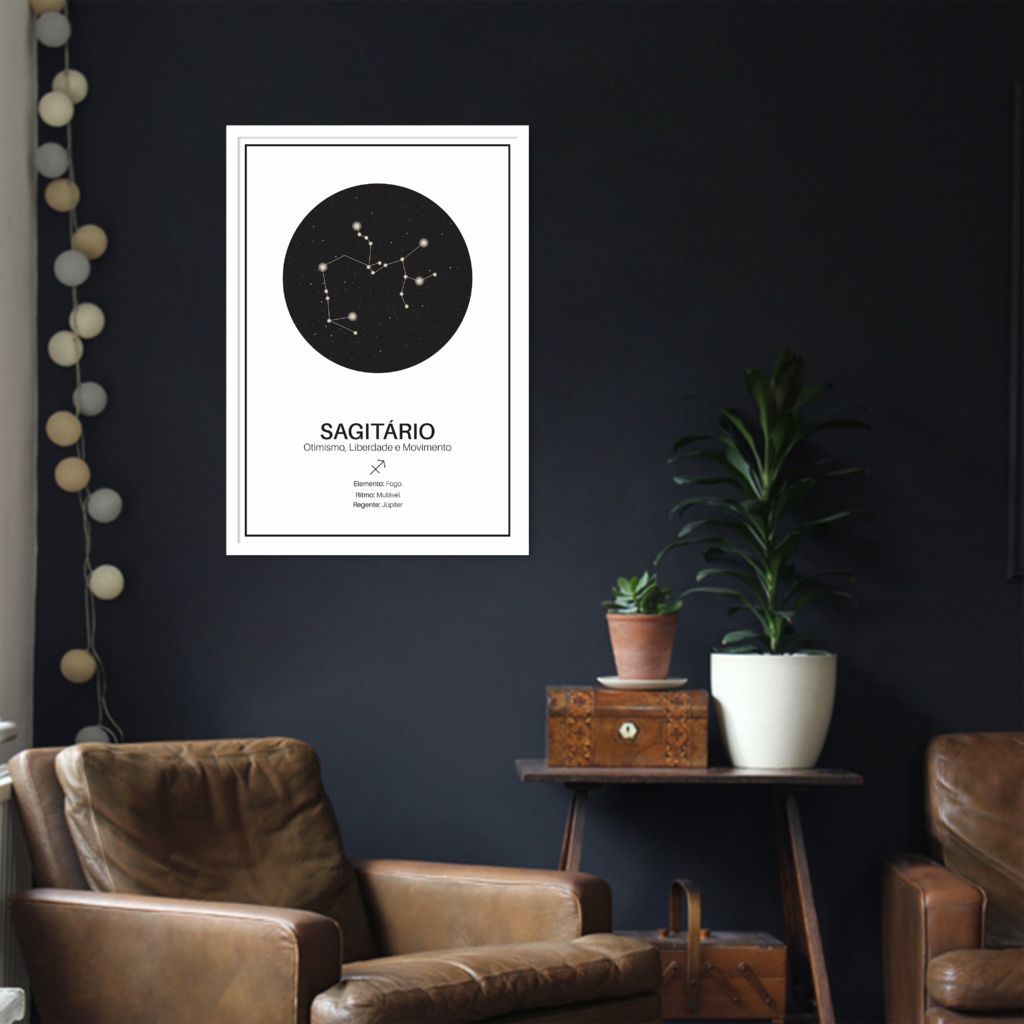 Quadro Signos do Zodíaco Sagitário 86x60 Caixa Branco
