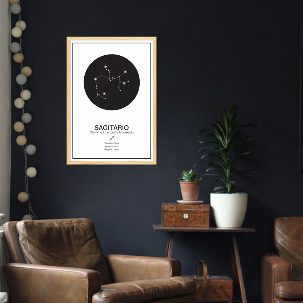 Quadro Signos do Zodíaco Sagitário 86x60 Caixa Marfim