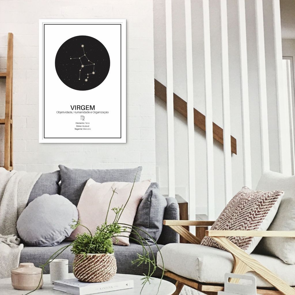 Quadro Signos do Zodíaco Virgem 43x30 Caixa Branco