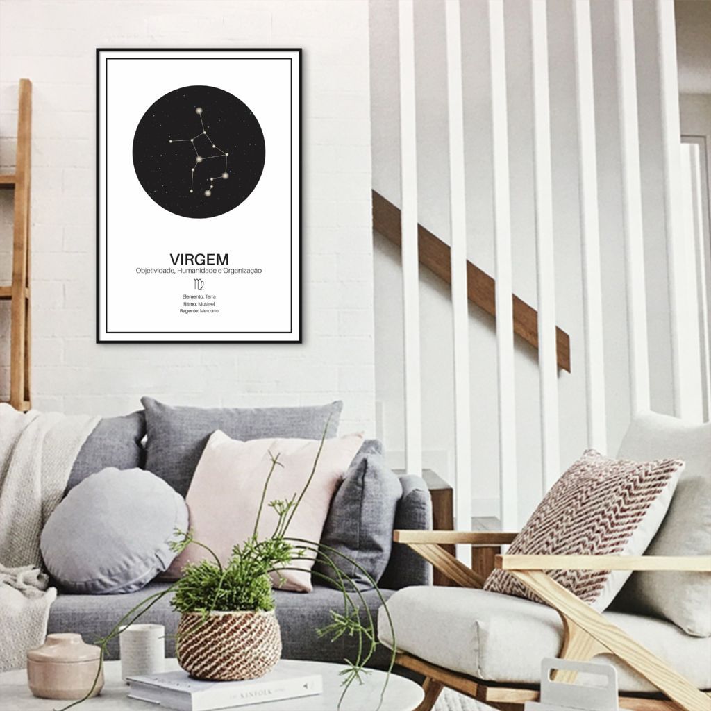 Quadro Signos do Zodíaco Virgem 86x60 Filete Preto