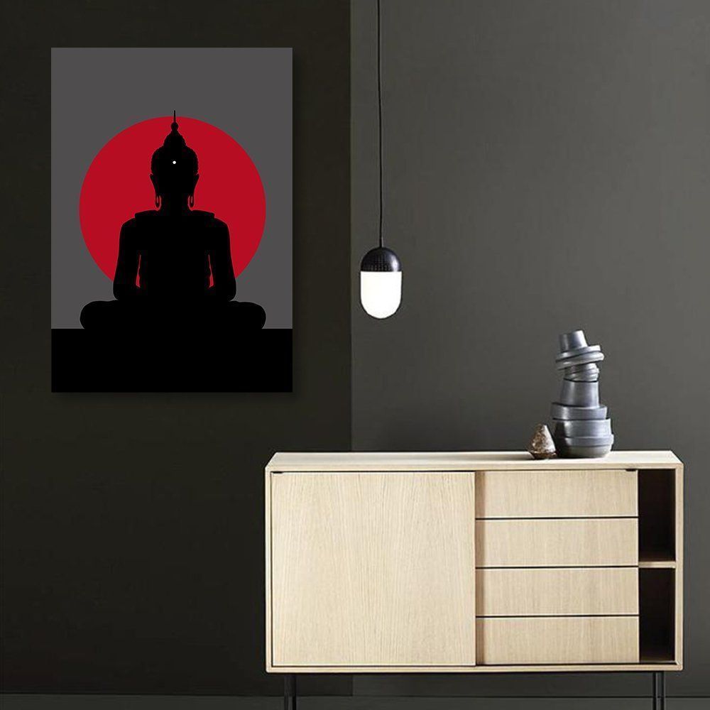 Quadro Silhueta Buda Meditando 100x70 Sem Moldura