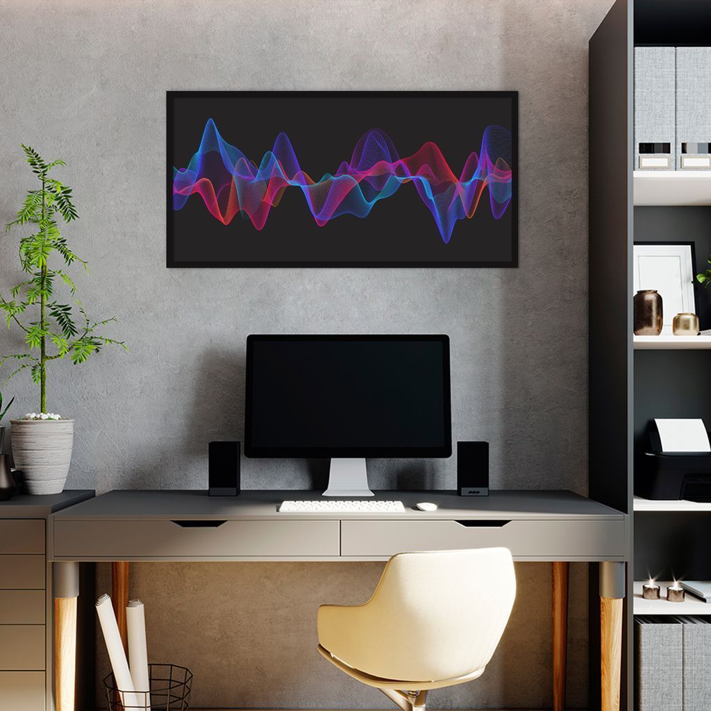 Quadro Sound Wave Colors 120x60 Caixa Preto