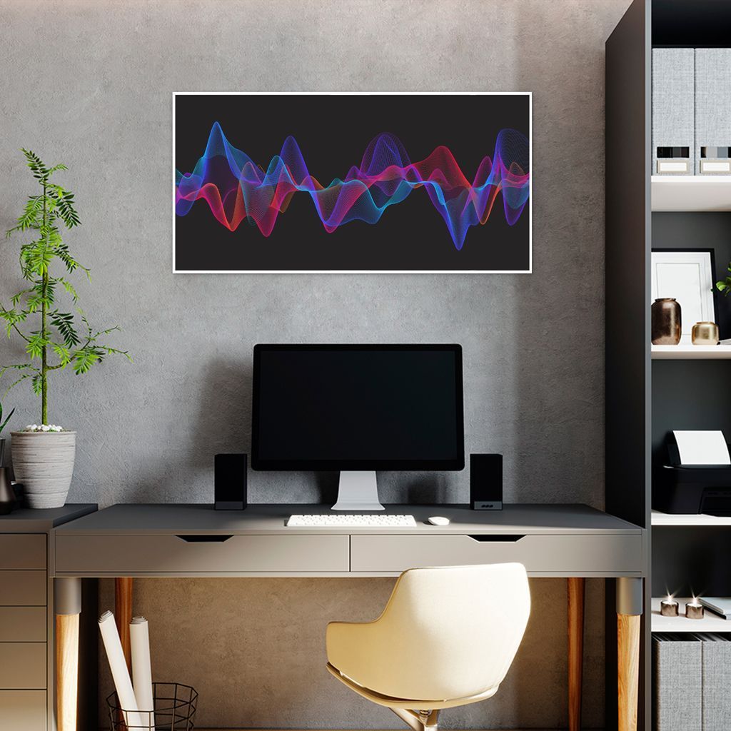 Quadro Sound Wave Colors 120x60 Filete Branco