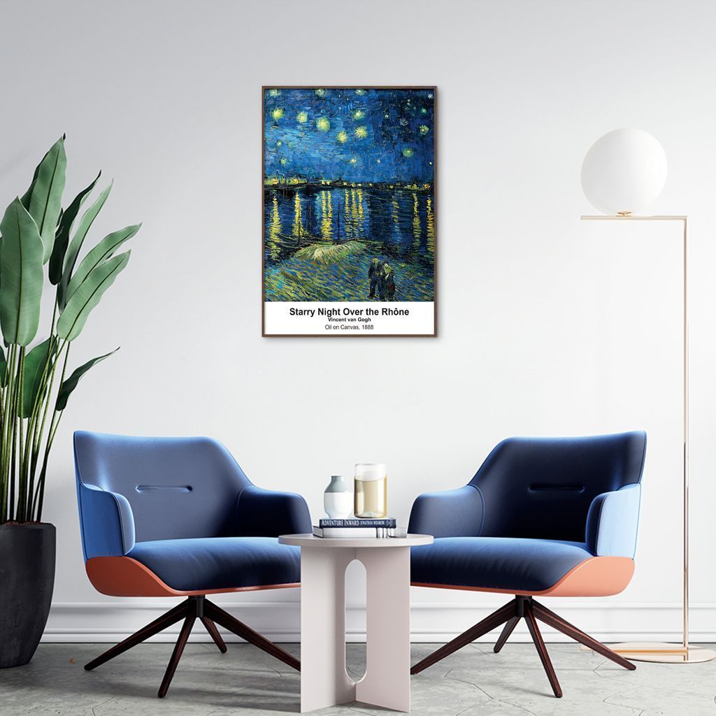 Quadro Starry Night Over the Rhone 100x70 Filete Marrom