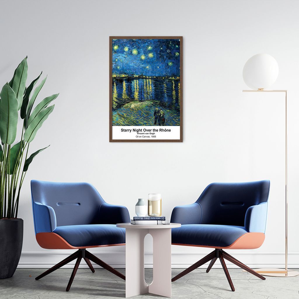 Quadro Starry Night Over the Rhone 60x43 Caixa Marrom