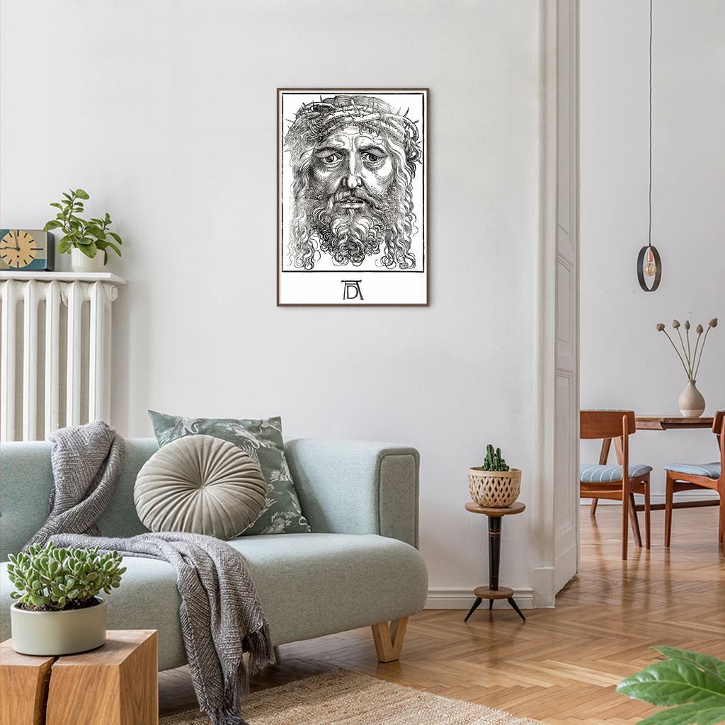 Quadro The Head of Christ Crowned 100x70 Filete Marrom