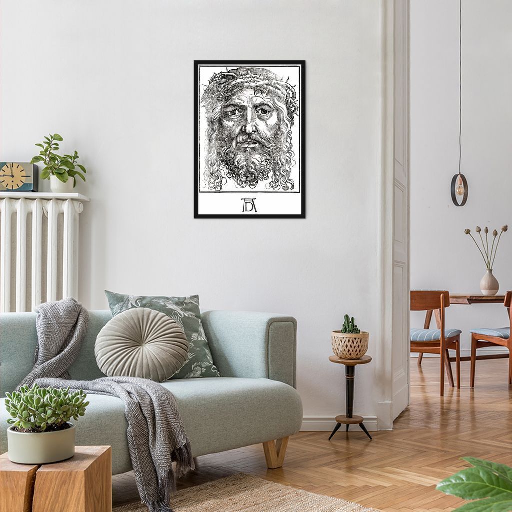 Quadro The Head of Christ Crowned 60x43 Caixa Preto