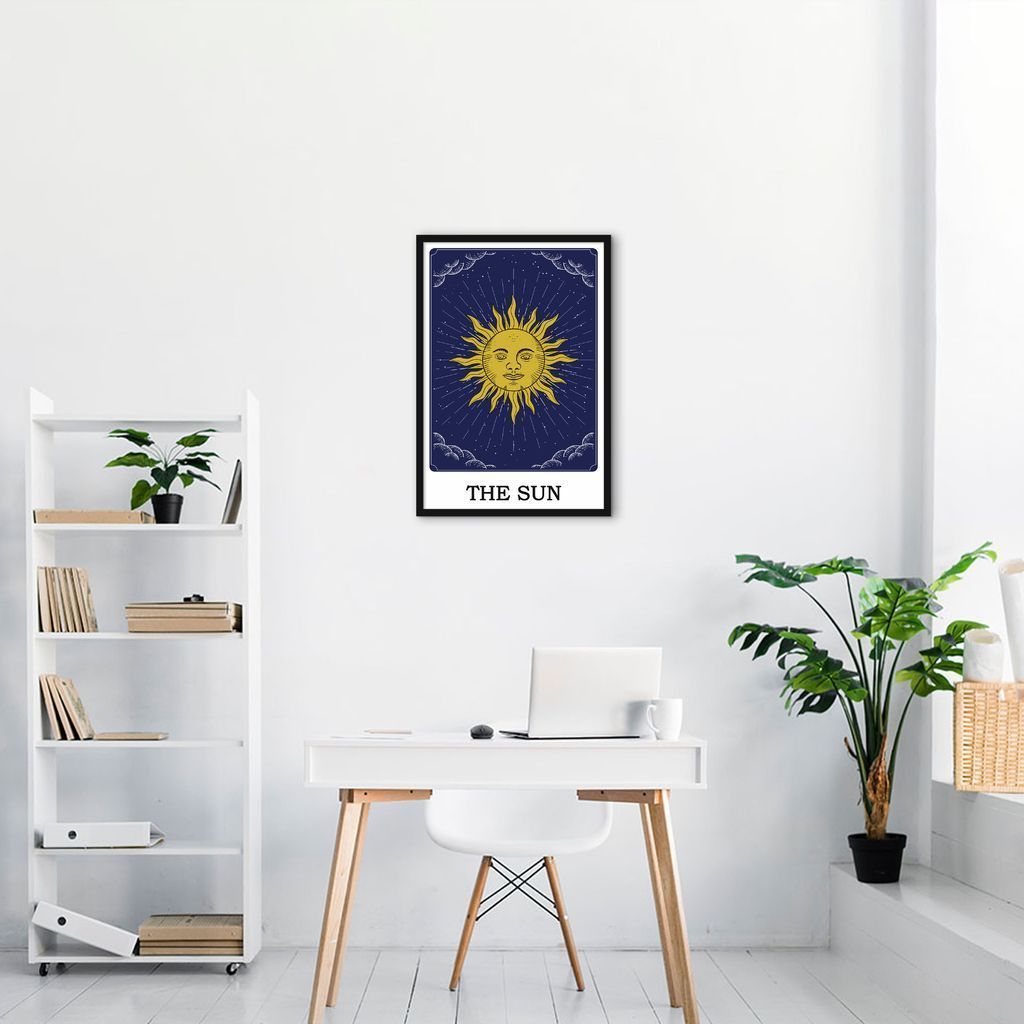 Quadro The Sun Tarot 60x43 Caixa Preto